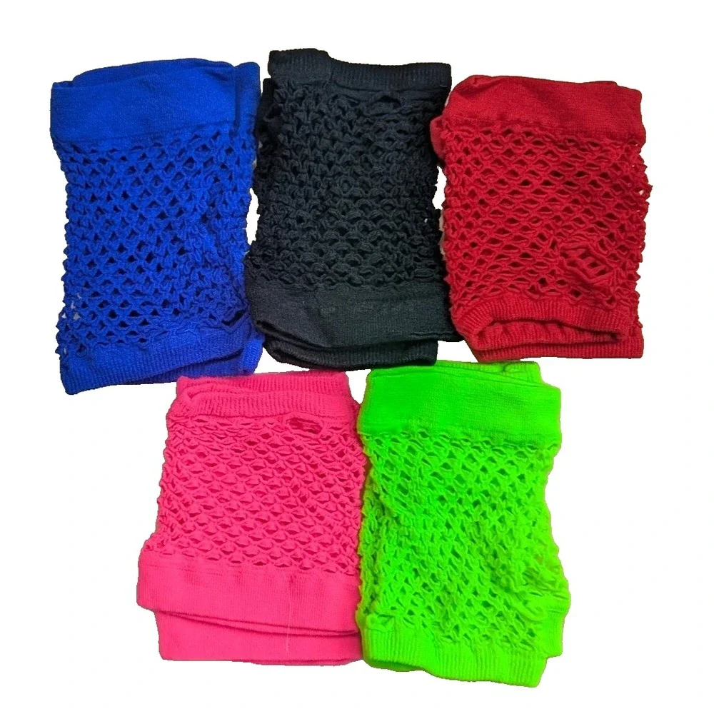 Lot of 25 Fingerless Nylon Mesh Fishnet Gloves 80's Party, Dance Team, Costumes